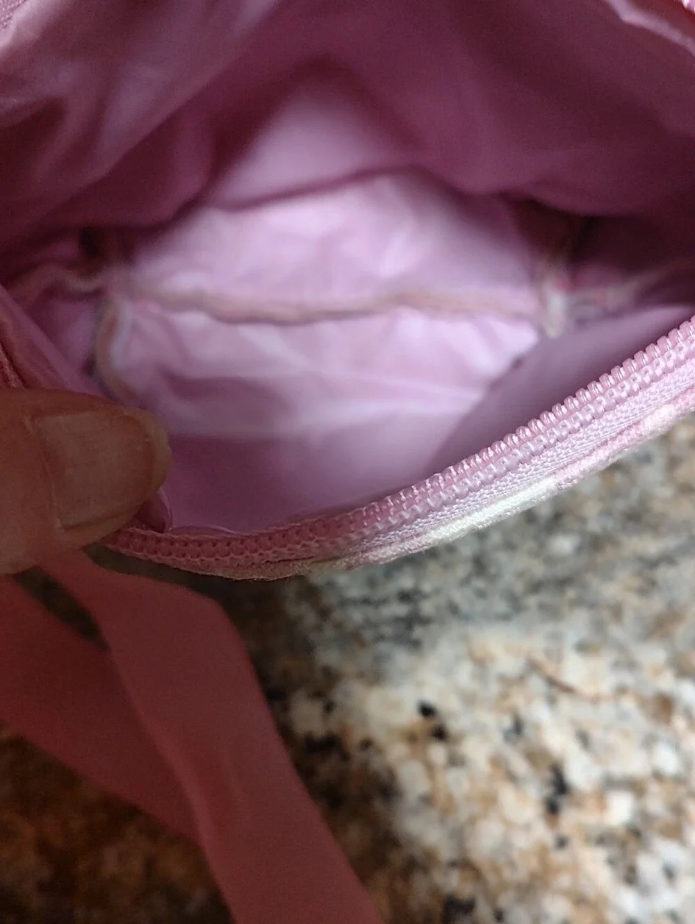 Pink Patterned Canvas Cosmetic Pouch